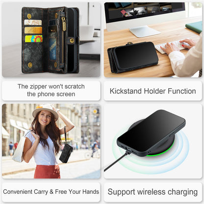 For iPhone 15 Pro Phone Cases CASEME 008 Leather Cover with Detachable Wallet and Strap