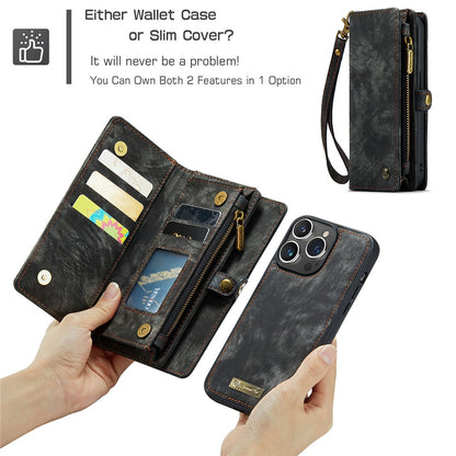 For iPhone 15 Pro Phone Cases CASEME 008 Leather Cover with Detachable Wallet and Strap