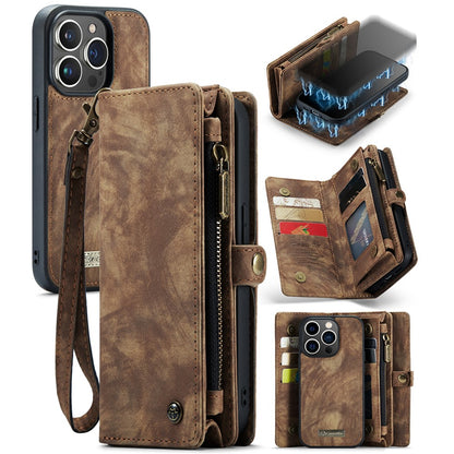 For iPhone 15 Pro Phone Cases CASEME 008 Leather Cover with Detachable Wallet and Strap