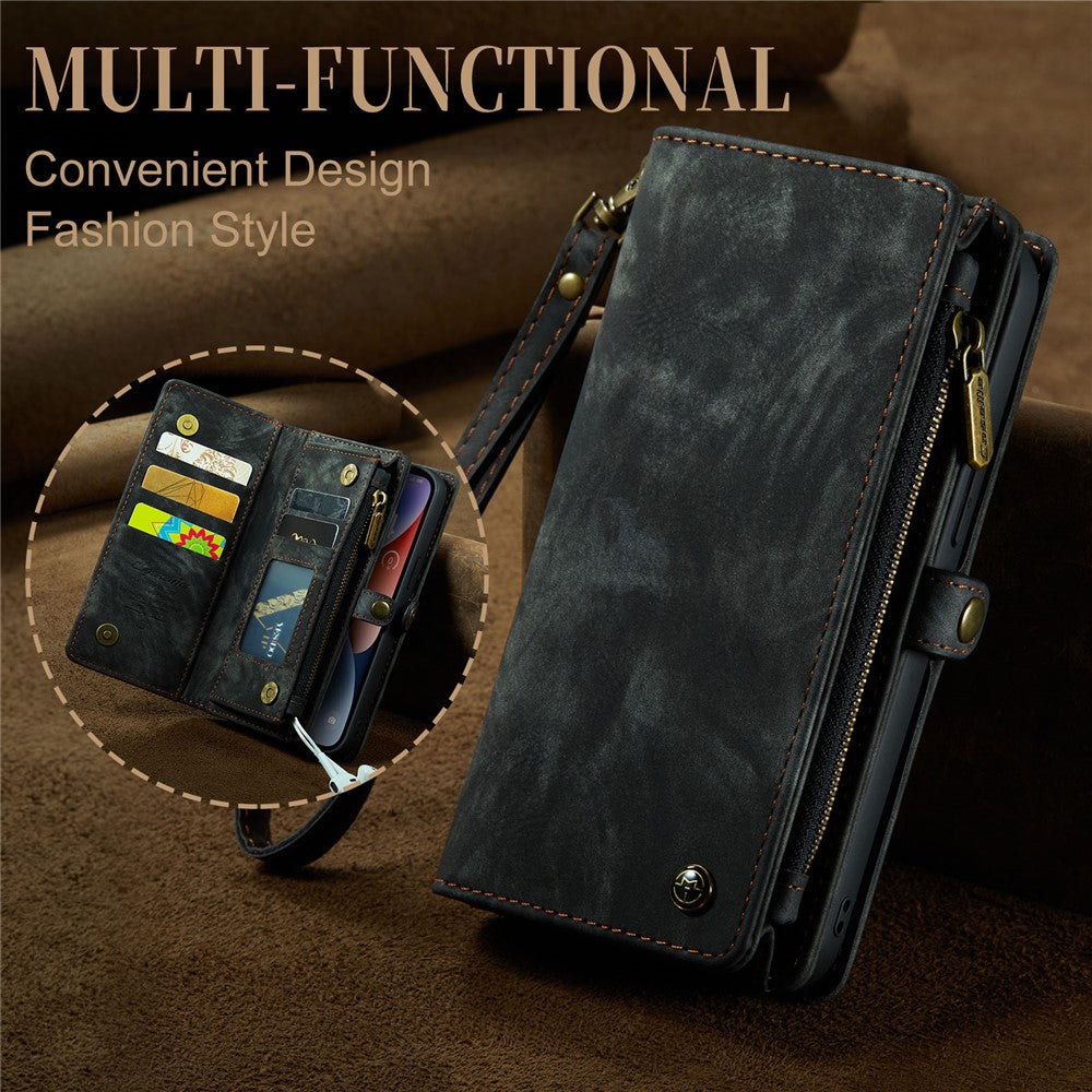For iPhone 15 Phone Cases CASEME 008 Leather Cover with Detachable Wallet and Strap