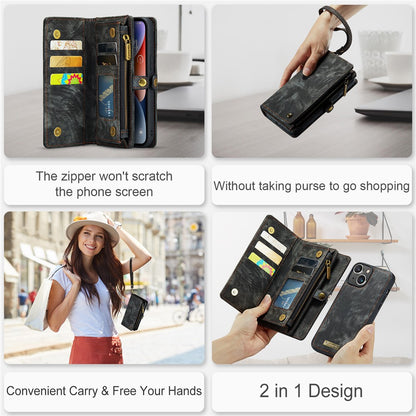 For iPhone 15 Phone Cases CASEME 008 Leather Cover with Detachable Wallet and Strap