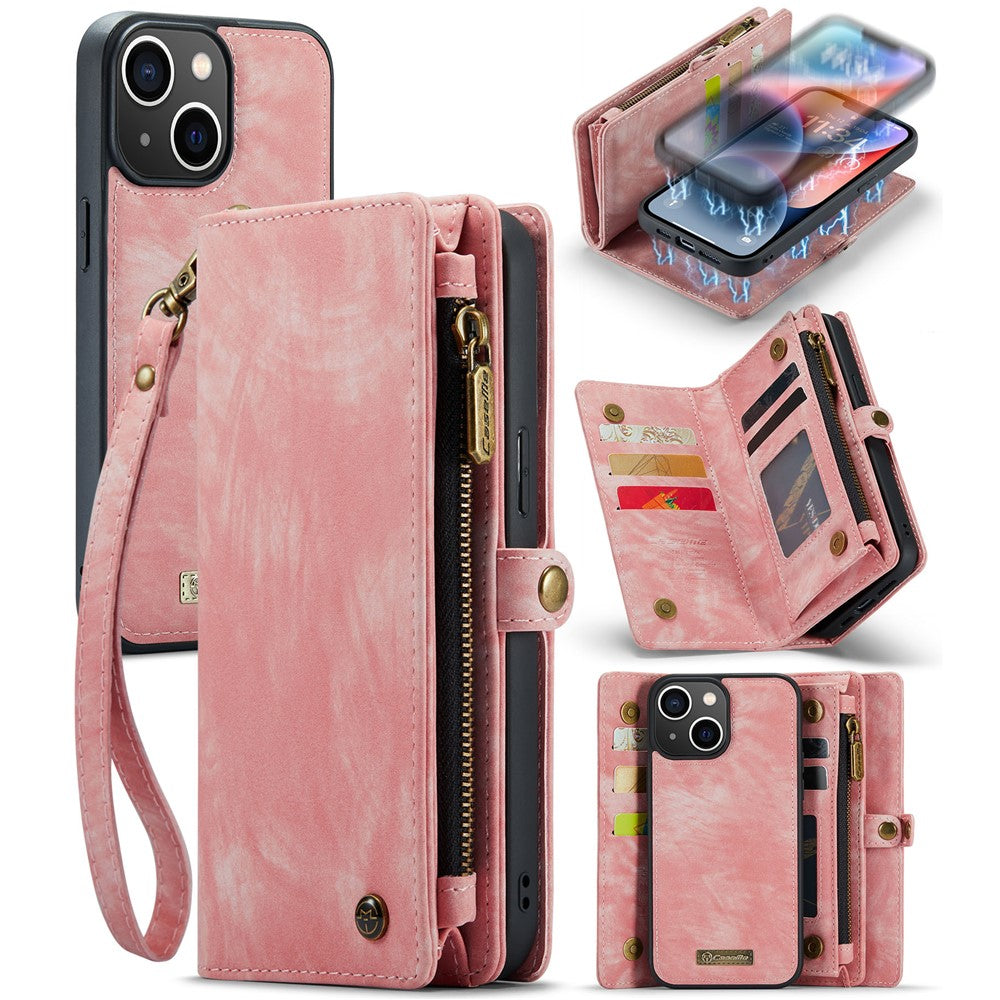 For iPhone 15 Phone Cases CASEME 008 Leather Cover with Detachable Wallet and Strap
