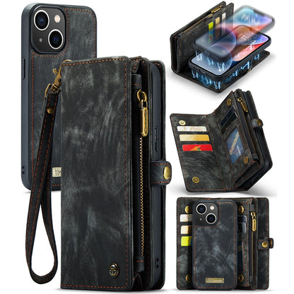 For iPhone 15 Plus Phone Cases CASEME 008 Leather Cover with Detachable Wallet and Strap