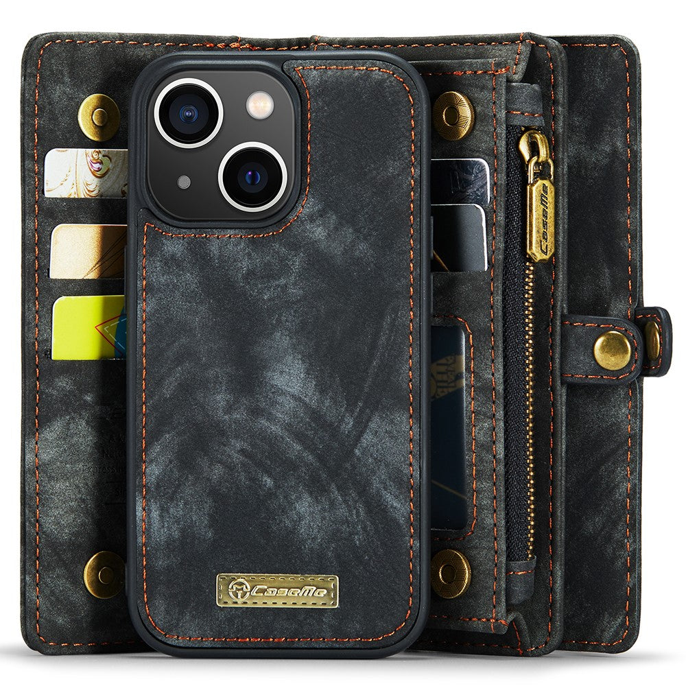 For iPhone 15 Plus Phone Cases CASEME 008 Leather Cover with Detachable Wallet and Strap