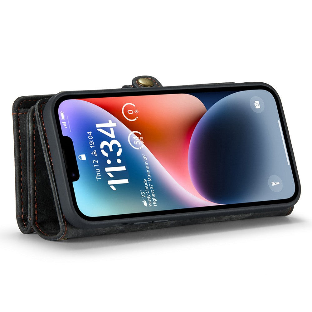 For iPhone 15 Plus Phone Cases CASEME 008 Leather Cover with Detachable Wallet and Strap