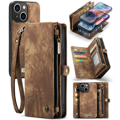 For iPhone 15 Plus Phone Cases CASEME 008 Leather Cover with Detachable Wallet and Strap