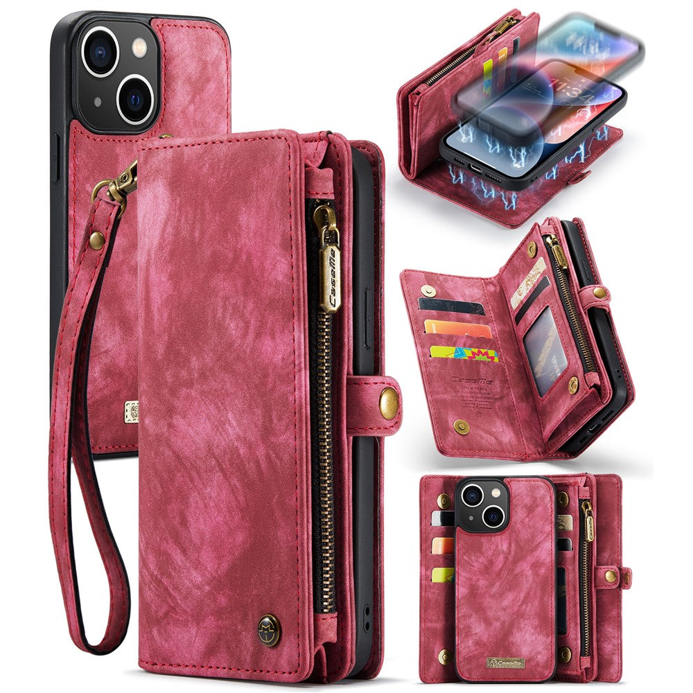 For iPhone 15 Plus Phone Cases CASEME 008 Leather Cover with Detachable Wallet and Strap