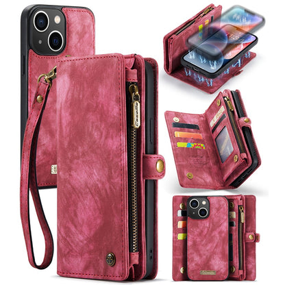 For iPhone 15 Plus Phone Cases CASEME 008 Leather Cover with Detachable Wallet and Strap