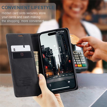 CASEME 013 Series For iPhone 15 Pro Leather Wallet Phone Case Folding Stand Anti-scratch Cover