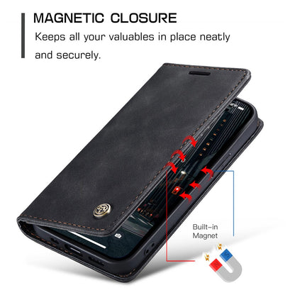 CASEME 013 Series For iPhone 15 Pro Leather Wallet Phone Case Folding Stand Anti-scratch Cover