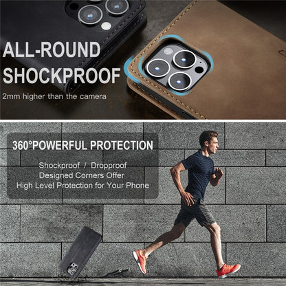 CASEME 013 Series For iPhone 15 Pro Leather Wallet Phone Case Folding Stand Anti-scratch Cover