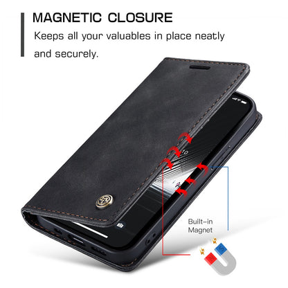 CASEME 013 Series For iPhone 15 Leather Wallet Phone Case Flip Stand Drop-proof Cover
