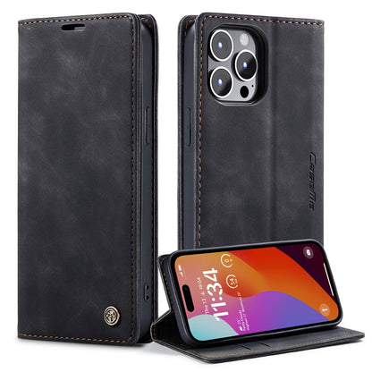 CASEME 013 Series For iPhone 15 Pro Max Leather Wallet Stand Phone Case Magnetic Closing Cover