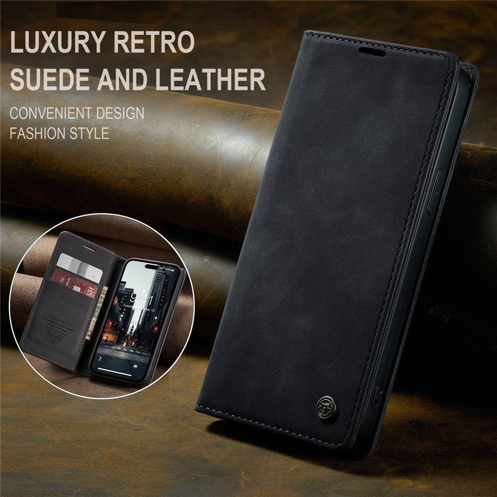 CASEME 013 Series For iPhone 15 Pro Max Leather Wallet Stand Phone Case Magnetic Closing Cover