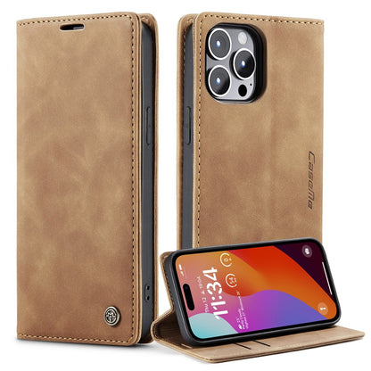 CASEME 013 Series For iPhone 15 Pro Max Leather Wallet Stand Phone Case Magnetic Closing Cover