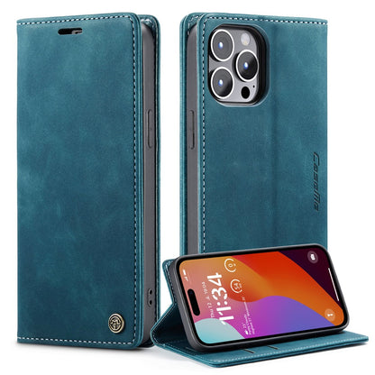 CASEME 013 Series For iPhone 15 Pro Max Leather Wallet Stand Phone Case Magnetic Closing Cover