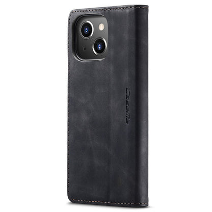 CASEME 013 Series For iPhone 15 Plus PU Leather Anti-drop Phone Case Folding Stand Wallet Cover