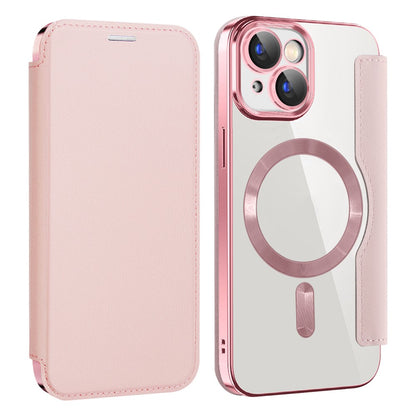 Magnetic Case Compatible with MagSafe for iPhone 15 , RFID Blocking Card Holder PU Leather Electroplating Cover