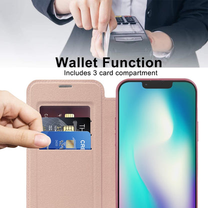 Magnetic Case Compatible with MagSafe for iPhone 15 , RFID Blocking Card Holder PU Leather Electroplating Cover