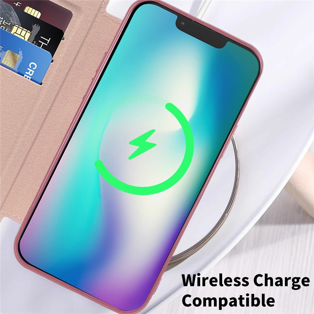 Magnetic Case Compatible with MagSafe for iPhone 15 , RFID Blocking Card Holder PU Leather Electroplating Cover