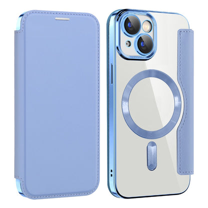 Magnetic Case Compatible with MagSafe for iPhone 15 , RFID Blocking Card Holder PU Leather Electroplating Cover