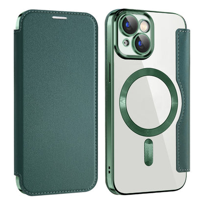 Magnetic Case Compatible with MagSafe for iPhone 15 , RFID Blocking Card Holder PU Leather Electroplating Cover