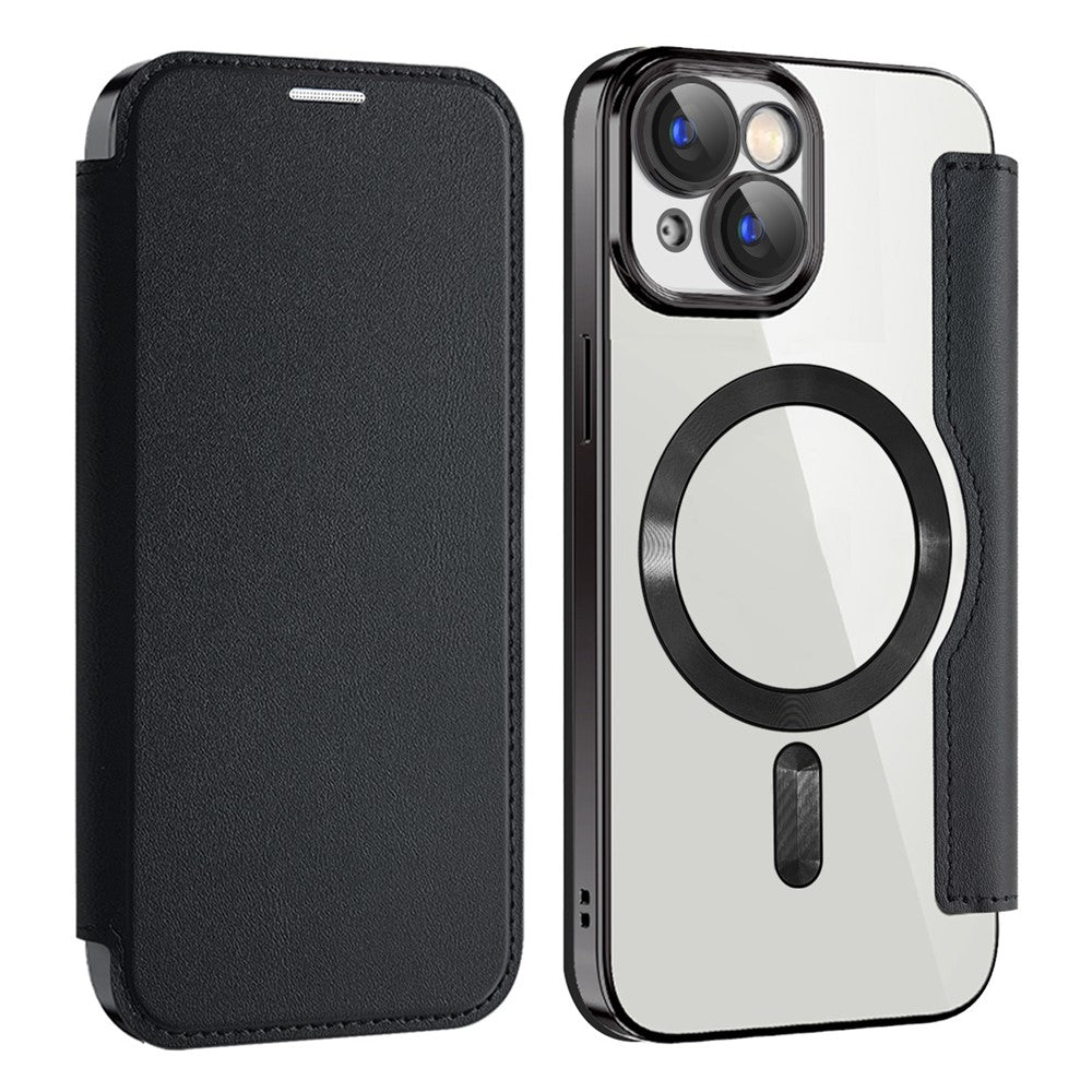Magnetic Case Compatible with MagSafe for iPhone 15 , RFID Blocking Card Holder PU Leather Electroplating Cover