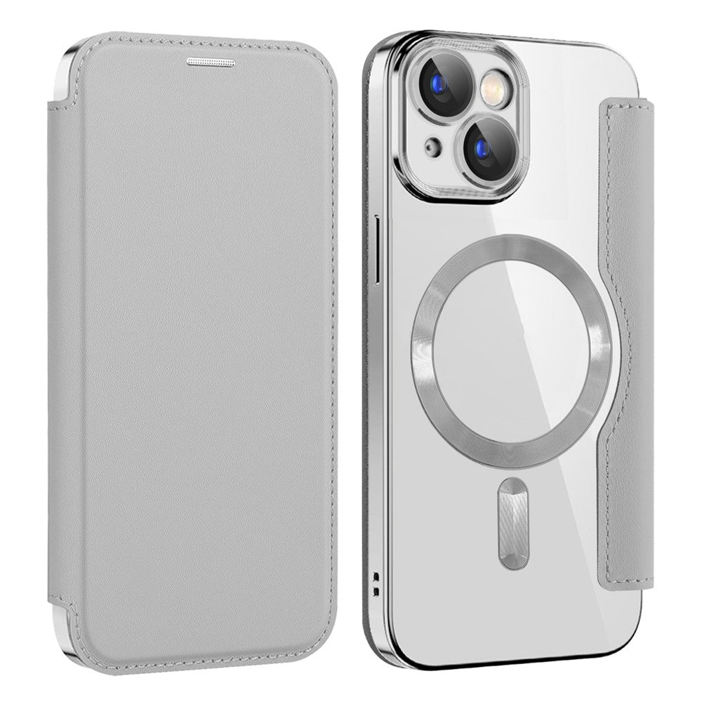 Magnetic Case Compatible with MagSafe for iPhone 15 , RFID Blocking Card Holder PU Leather Electroplating Cover