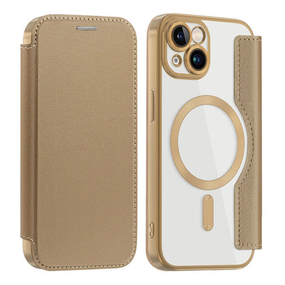 Magnetic Case Compatible with MagSafe for iPhone 15 , RFID Blocking Card Holder PU Leather Electroplating Cover
