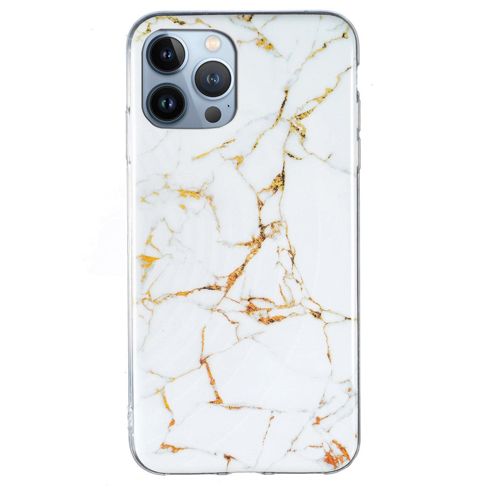 For iPhone 15 Pro Marble Pattern TPU Phone Case IMD Process Protective Cover