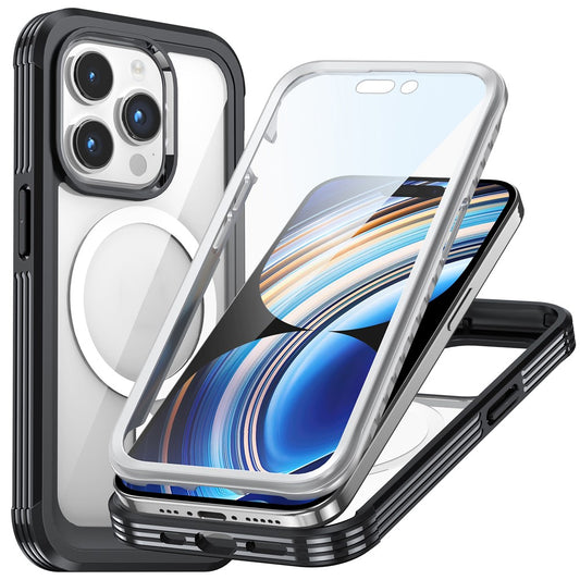 For iPhone 15 Pro Max Phone Case Anti-drop PC + TPU Cover with Tempered Glass Screen Protector