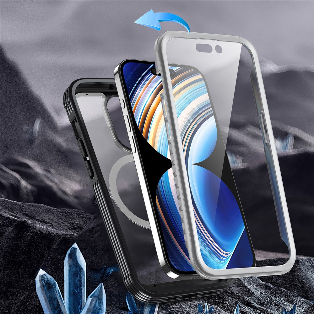 For iPhone 15 Pro Max Phone Case Anti-drop PC + TPU Cover with Tempered Glass Screen Protector