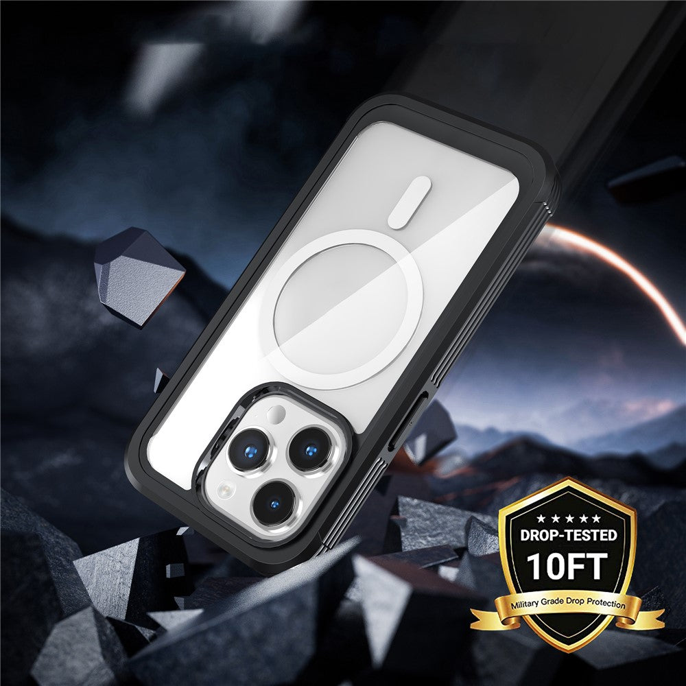 For iPhone 15 Pro Max Phone Case Anti-drop PC + TPU Cover with Tempered Glass Screen Protector