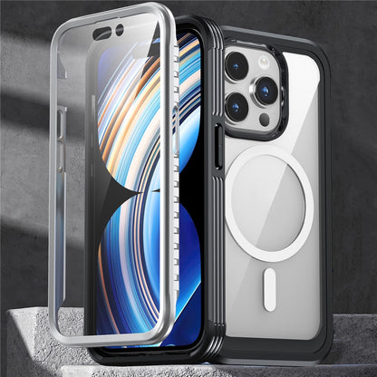 For iPhone 15 Pro Max Phone Case Anti-drop PC + TPU Cover with Tempered Glass Screen Protector