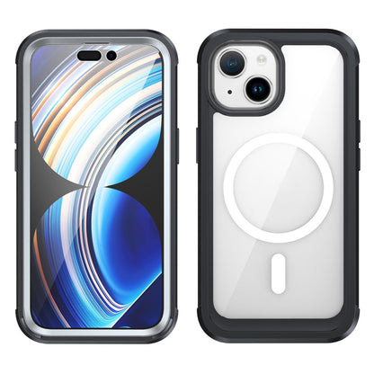 For iPhone 15 Phone Case PC + TPU Clear Cover with Tempered Glass Screen Protector