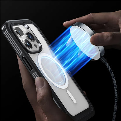 For iPhone 15 Pro Phone Case PC + TPU Fall Protection Cover with Tempered Glass Screen Protector