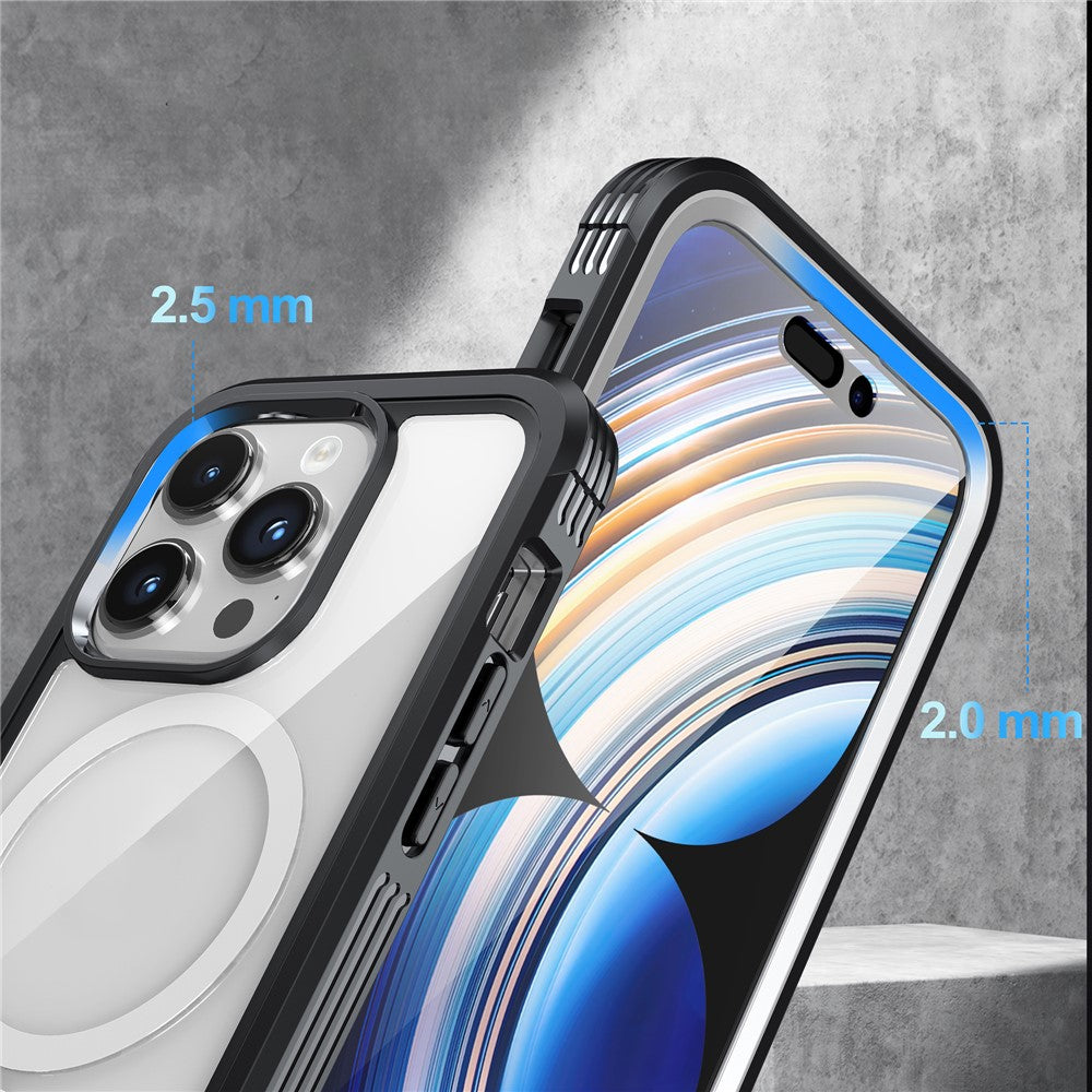 For iPhone 15 Pro Phone Case PC + TPU Fall Protection Cover with Tempered Glass Screen Protector