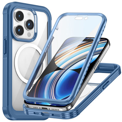 For iPhone 15 Pro Phone Case PC + TPU Fall Protection Cover with Tempered Glass Screen Protector