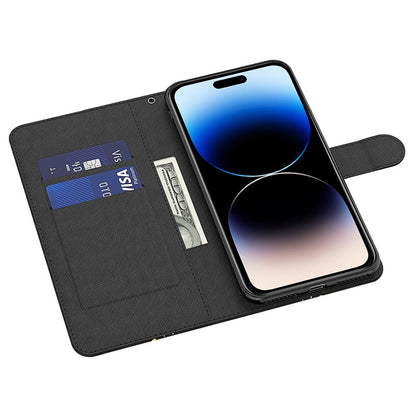 Wallet Case for iPhone 15 Pro , 3D Pattern Printing PU Leather Stand Phone Cover with Strap