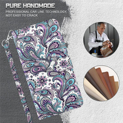 For iPhone 15 3D Pattern Printing Flip Case PU Leather Wallet Stand Phone Cover with Strap