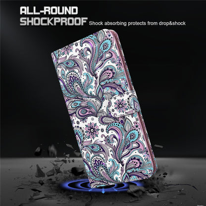 For iPhone 15 3D Pattern Printing Flip Case PU Leather Wallet Stand Phone Cover with Strap