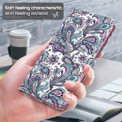For iPhone 15 3D Pattern Printing Flip Case PU Leather Wallet Stand Phone Cover with Strap