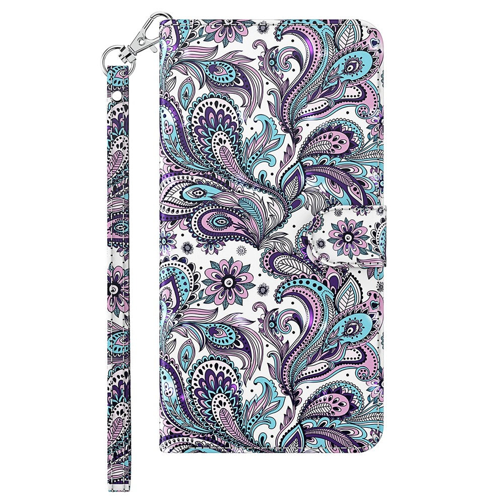 For iPhone 15 3D Pattern Printing Flip Case PU Leather Wallet Stand Phone Cover with Strap