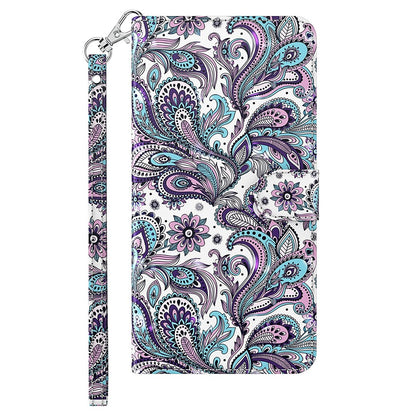 For iPhone 15 Plus Stand Feature Flip Case PU Leather 3D Pattern Printing Wallet Phone Cover with Strap