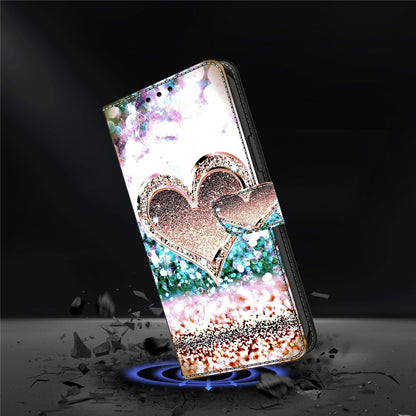 For iPhone 15 Wallet Case 3D Pattern Printing PU Leather Stand Flip Phone Cover