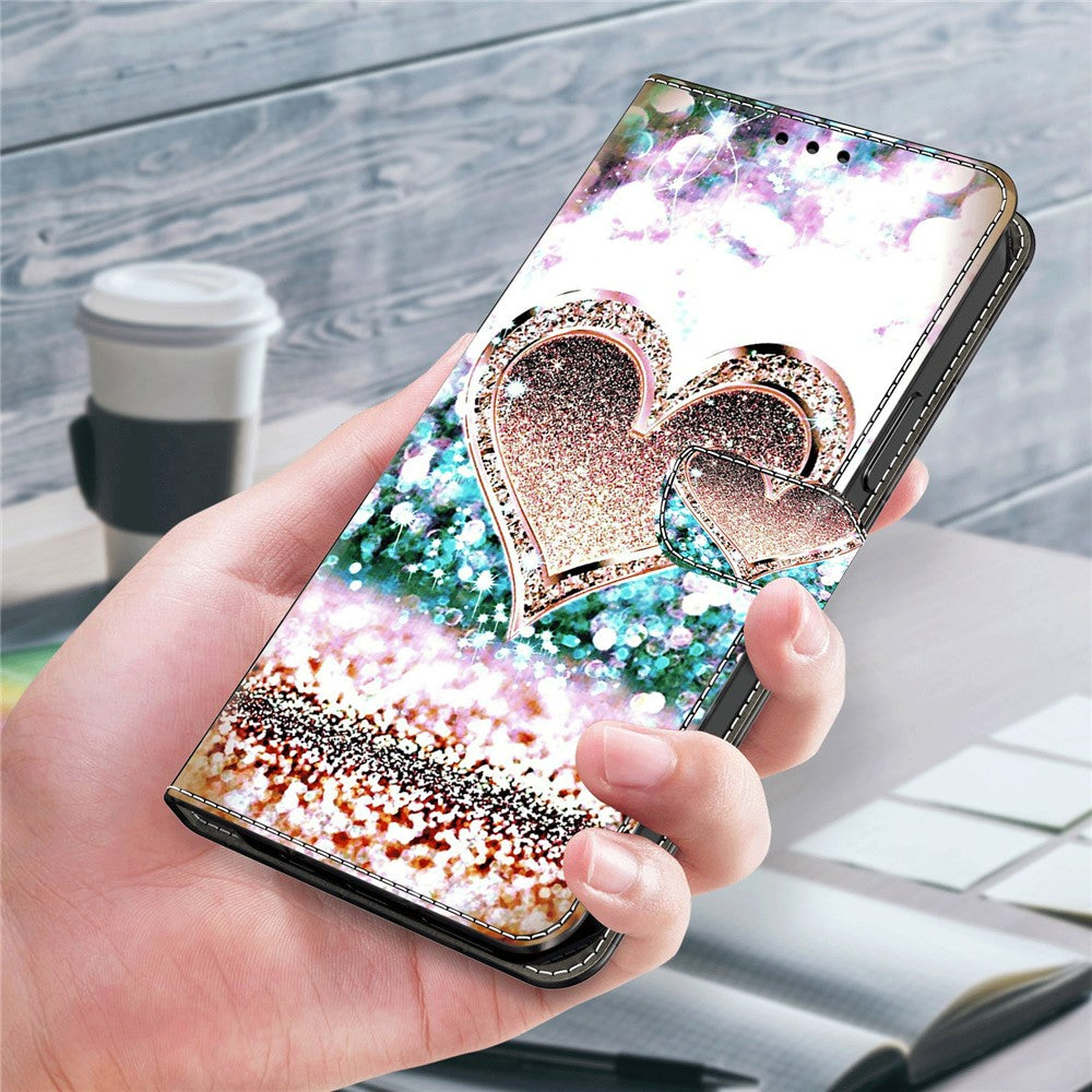For iPhone 15 Wallet Case 3D Pattern Printing PU Leather Stand Flip Phone Cover