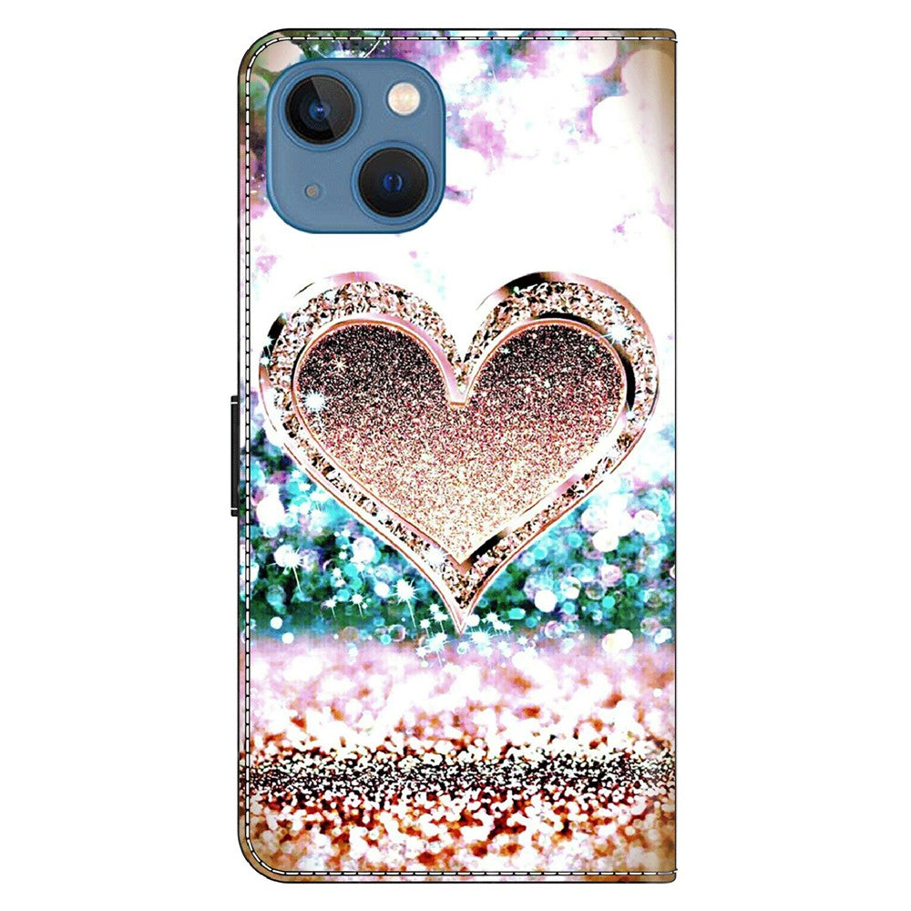 For iPhone 15 Wallet Case 3D Pattern Printing PU Leather Stand Flip Phone Cover