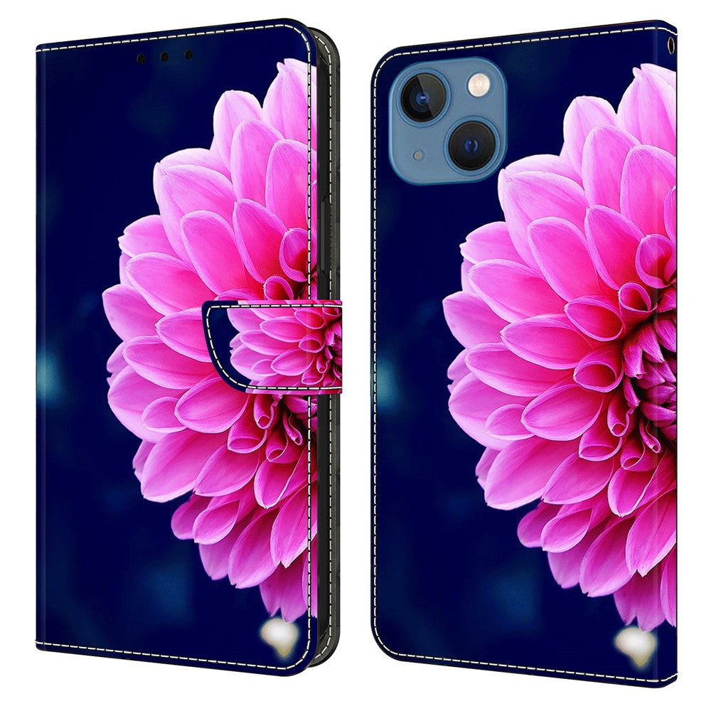 For iPhone 15 Wallet Case 3D Pattern Printing PU Leather Stand Flip Phone Cover