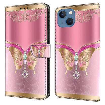 For iPhone 15 Wallet Case 3D Pattern Printing PU Leather Stand Flip Phone Cover