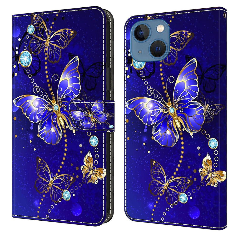 For iPhone 15 Wallet Case 3D Pattern Printing PU Leather Stand Flip Phone Cover